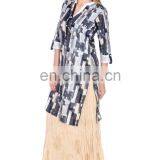 Summer Season Latest Cotton Mandarin Collar 3/4 Sleeve Medium Length Net Design Kurtis Lady Kurti Manufacturer India thumbnail-3