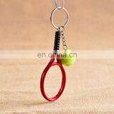 Custom Sport Key Holder Plastic Tennis Ball Keyring Metal 3d Mini Tennis and Tennis Racket Keychain for Club Game Gifts thumbnail-2