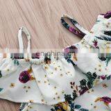 2019 Summer Kids Outfit Cotton Girls off Shoulder Tops Floral Print Tshirt & Girls Flower Shorts 2pc Set thumbnail-6