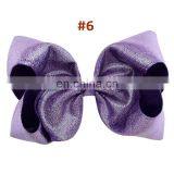 8inches Girl Solid Color Hair Clips Kids LASER PU Barrettes Big Bow 6Colors thumbnail-6