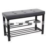 Customized Modern PVC Leather Metal Shoe Rack for Living Room at Doorway Entrance Shoe Bench thumbnail-7