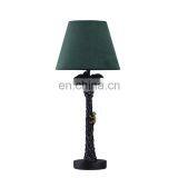 High Quality Bedside Desk Lighting Retro Nightstand Lights Resin With Green Lampshade thumbnail-2