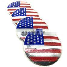 Universal 56.5MM Custom Logo Aluminum America Flag Car Wheel Cover Sticker