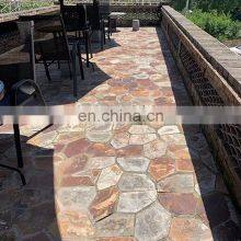 Cheap Non Slip Natural Slate Stones Flagstone Veneer Flooring Tiles Outdoor Floor Mat Mesh Stone Tile Paving Slabs thumbnail-2