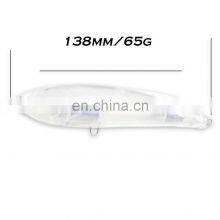 JOHNCOO Topwater 138mm 65g Custom Hard Unpainted Blank Body Pencil Fishing Lure thumbnail-2