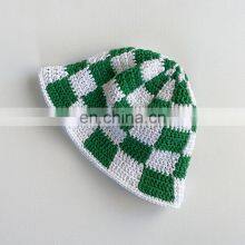 Hot Sale Crochet Checkered Bucket Hat, Cotton Bucket Hat Vietnam Supplier Cheap Wholesale thumbnail-4