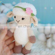 High Quality Crochet Pattern Amigurumi Little Lamb With Flower Baby Gift Newborn Toddler Present Cheap Wholesale thumbnail-4