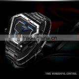 Fashion Mens Silver Skeleton Dial Stainless Steel Strap Bracelet Wrist Watch thumbnail-3