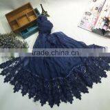 High Grade Newest Embroidery Lace Brim Plain Cotton Linen Muslim Long Scarf thumbnail-5