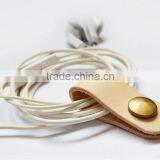 Handmade Brown Leather Cable Cord Winder Holder Tie for Earphone Cell Phone thumbnail-2