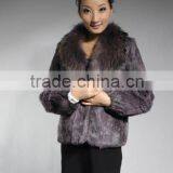2012 Hot Sell Rabbit Coat With Fox Collar