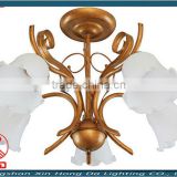 flower glass chandelier gold colored E27 pendant lamp ceiling hanging