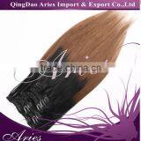 Thick Clip in Ombre Hair Extensions Two Tone Dip Dye Black to Brown thumbnail-5