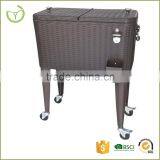 Rattan type ice bucket 80QT Cooler cart with bottle opener and bottle-cap catcher drink cooler cart                        
                                                Quality Choice