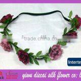 Elastic Rubber Band/Fabric Rose Flower/leaf Garland thumbnail-1