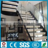 indoor attic prefabricated glass wood stairs