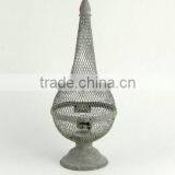 100115F- Metal Wire Cage Candle Lantern W/tapered Top