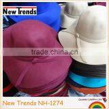 Fashion Burgundy Wool Felt Hat With Wide Brim and Bow thumbnail-1