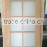 Interior Oak Veneered Wood French Door With Forest Glass