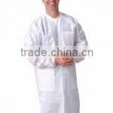 Polypropylene medical Lab Coat, No Pockets, Elastic Wrists, Touch Fastener Front, Single Collar