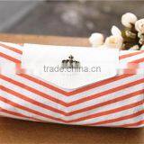 New Canvas Navy Marine Stripe Zipper Pouch Bag Pen Box thumbnail-4