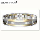 Fashion Men Gold Titanium Bracelets Wholesale Textured Stainless Steel Bracelets & Bangle thumbnail-1