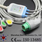 Siemens Sirecust Series ECG 3 Lead Cable and Leadwires, IEC, Snap 10pin
