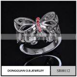 316l Stainless Steel Ring Butterfly Ring In Silver Jewelr With Colorful Cz thumbnail-3