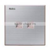 Double Internet Socket Outlet Brushed Stainless Steel Electrical Wall Switch From Factory