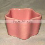 Pentagonal Plum-blossom Shape Pink Glazed Ceramic Flower Pot