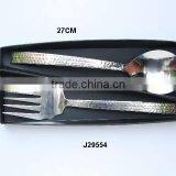 Hammered and Mirror Polished Salad Set Made in Steel Five Teeth Fork thumbnail-1