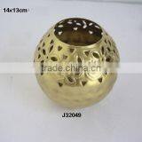 Aluminium Votive With Hand Cut Patterns and Hammered Base in Brass Finish Can be Made in Other Finish thumbnail-1