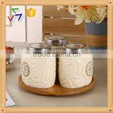 Ceramic Canister Set With Tray thumbnail-1