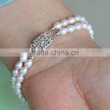 2 Rows 4-5mm Rice Shape Freshwater Pearl Bracelet thumbnail-4