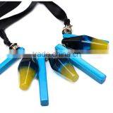 Europe America New Design Exaggerated Geometric Acrylic Pendant Necklace Adjustable Silk Ribbon Necklace thumbnail-6