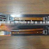 3pcs Hot Sale Multifuntional Bbq Sets With Wooden Handle