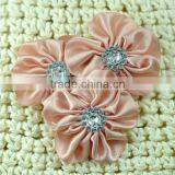 Handmade Satin Flower With Rhinestone Center for Kids Hair Accessories thumbnail-4
