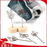 Round Wooden Base With Assorted Designs Metal Wire Clips