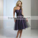 Neweat Purple One Shoulder Chiffon Knee Length Mother of the Bride Dresses thumbnail-1