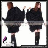 CX-B-37A Fashion Custom Women Sweater Large Rabbit Fur Cape Poncho Shawl thumbnail-4