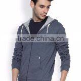 Blue Denim Hooded Mens Sweatshirt Customizable Attached Hood With Drawstrings Hoody Long Sleeves Slant Pockets Sweaters Custom thumbnail-4