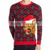 Men Black Sweater Allover Flower Pattern Knitted Christmas Sweater thumbnail-1