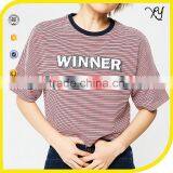Latest New Model Shirts Crop Tops Women Wholesale Women Striped t Shirt thumbnail-1