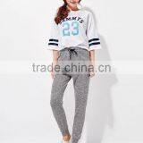 Female Hemp Grey Leisure Knitting Feet Pants thumbnail-5