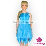 Fashion Baby Girls Plain Blue Halter Sleeveless Ruffle Tutu Little Kids Party Wear Dress thumbnail-2