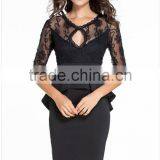 2016 OEM Customized Black One Piece Fashion Office Lady Women Dress Womens Wear thumbnail-3