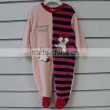 Fall and Winter Season Velour Baby Footie Romper With Animal Patch and Embroidery thumbnail-4