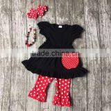 Girls Summer Outfits Children Back to School Clothing Girls Apple Dress With Red White Polka Dot Capri Pants With Accessories thumbnail-1