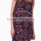 BROWN PAISLEY PRINT BELTED MATERNITY/ NURSING TUNIC thumbnail-1