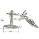 Brass Cufflinks, Airplane, Platinum Color Plated thumbnail-2